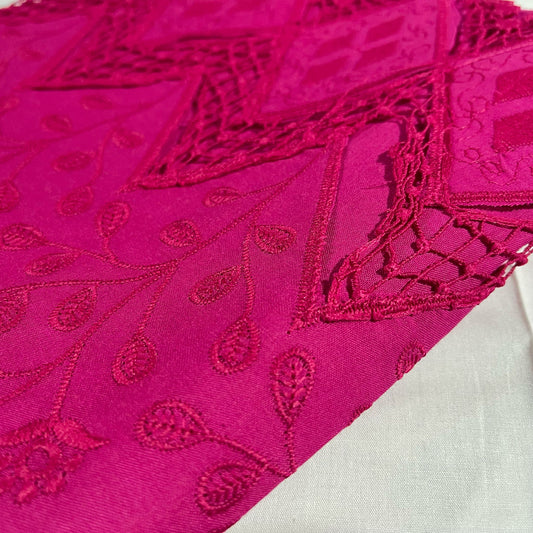 Hot Pink Cotton Floral Embroidery Fabric Lace Broderie Anglaise Dress Craft Material 44" By the Meter