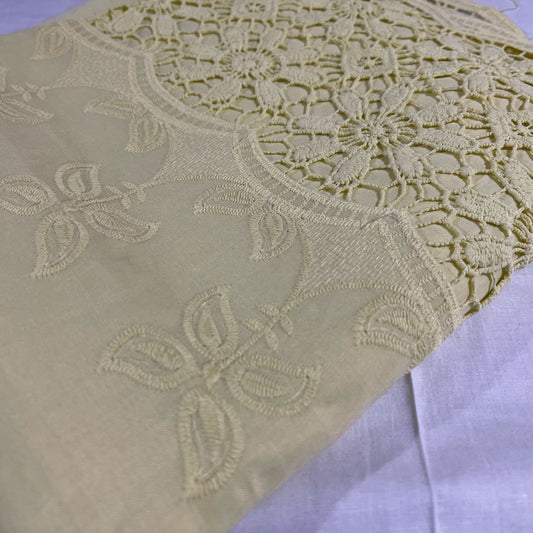 Cream Cotton Floral Embroidery Fabric Lace Broderie Anglaise Dress Craft Material 44" By the Meter