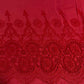Red Cotton Floral Embroidery Fabric Lace Broderie Anglaise Dress Craft Material 44" By the Meter