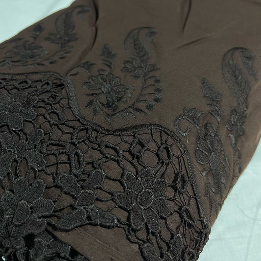 Brown Cotton Floral Embroidery Fabric Lace Broderie Anglaise Dress Craft Material 44" By the Meter