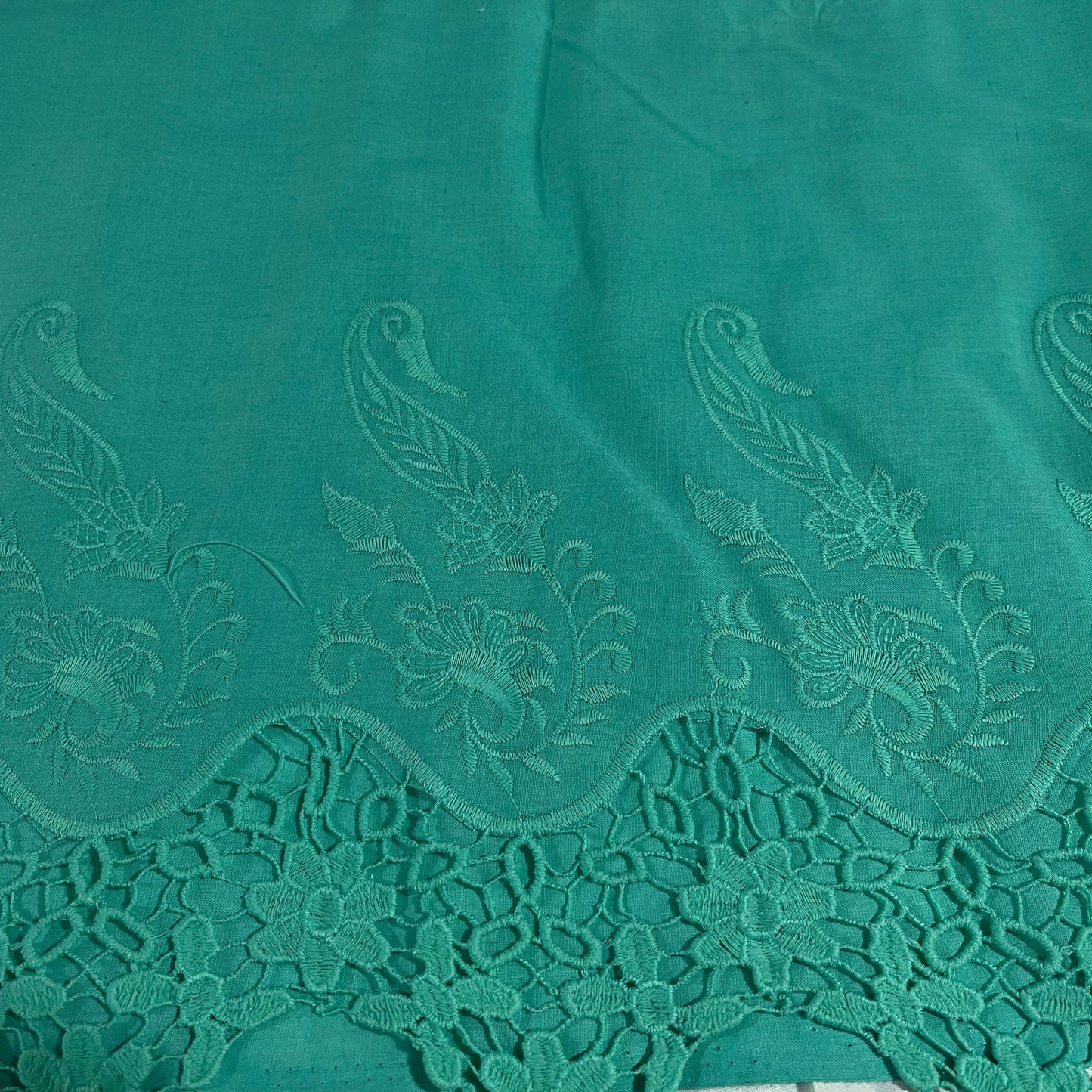Jade Cotton Floral Embroidery Fabric Lace Broderie Anglaise Dress Craft Material 44" By the Meter