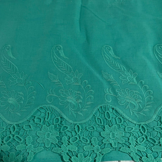 Jade Cotton Floral Embroidery Fabric Lace Broderie Anglaise Dress Craft Material 44" By the Meter