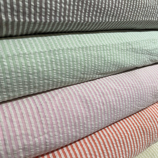 100% Cotton Seersucker Fabric Crush Stripe Costume Craft Dress Material 44"