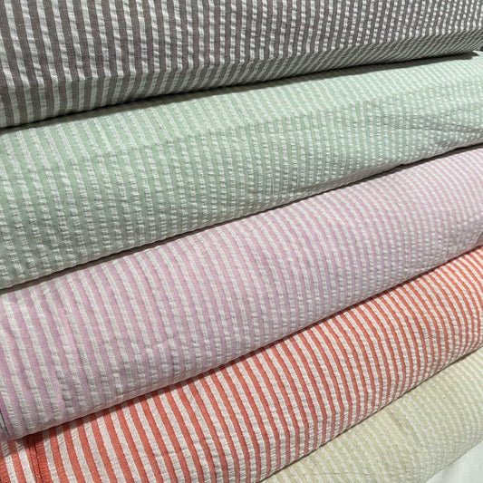 100% Cotton Seersucker Fabric Crush Stripe Costume Craft Dress Material 44"