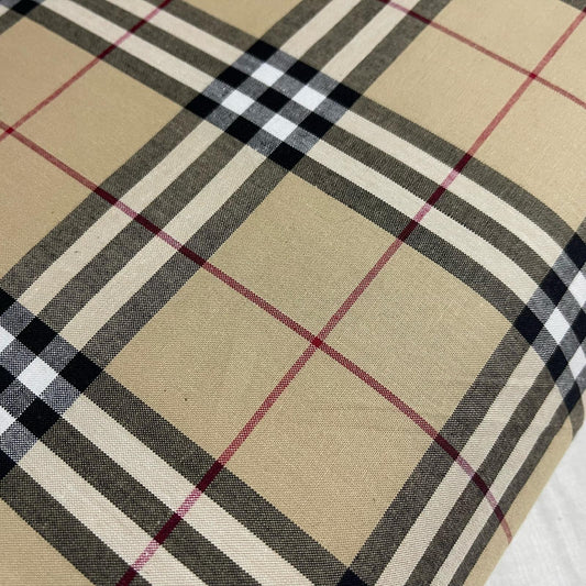 Beige 100% Cotton Tartan Material B-BERRY Designer Inspired Check Plaid Dress Fabric 58"