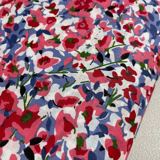 Multi Floral Blossom Cotton Poplin Fabric 58" Wide Dress Costume Craft Material by the Meter