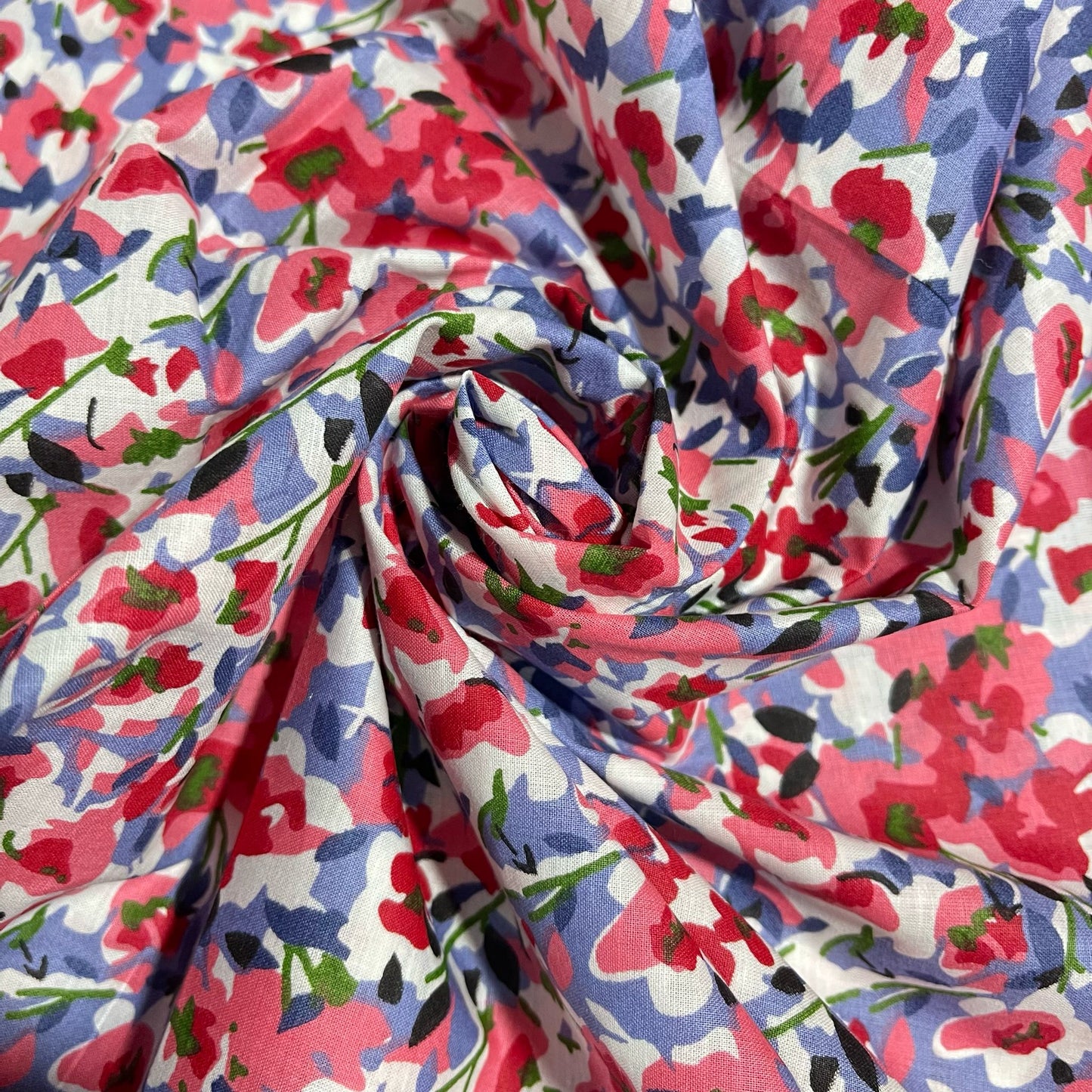 Multi Floral Blossom Cotton Poplin Fabric 58" Wide Dress Costume Craft Material by the Meter