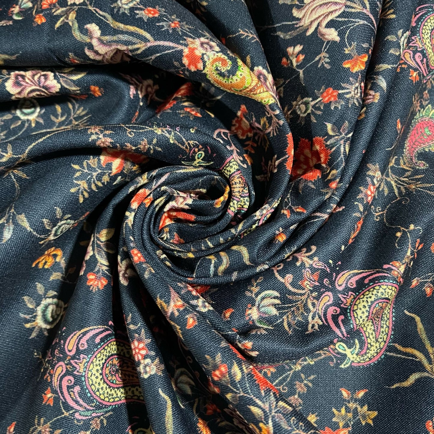 Multi Paisley Floral Blossom Cotton Poplin Fabric 58" Wide Dress Costume Craft Material by the Meter