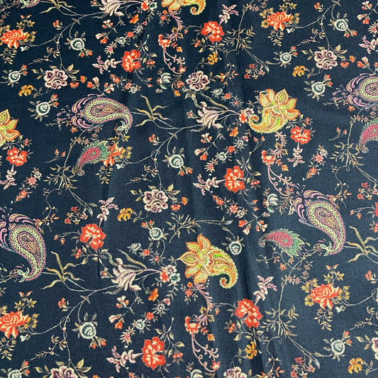 Multi Paisley Floral Blossom Cotton Poplin Fabric 58" Wide Dress Costume Craft Material by the Meter