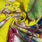 Yellow Tropical Bird Multi Floral Print Kantha Batik Cotton Fabric 44" Wide Dress Costume Craft Material by the Meter
