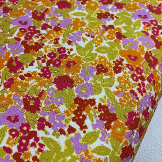 Wild Flower Multi Floral Kantha Batik Cotton Fabric Floral Digital Print 44" Wide Dress Costume Craft Material by the Metere