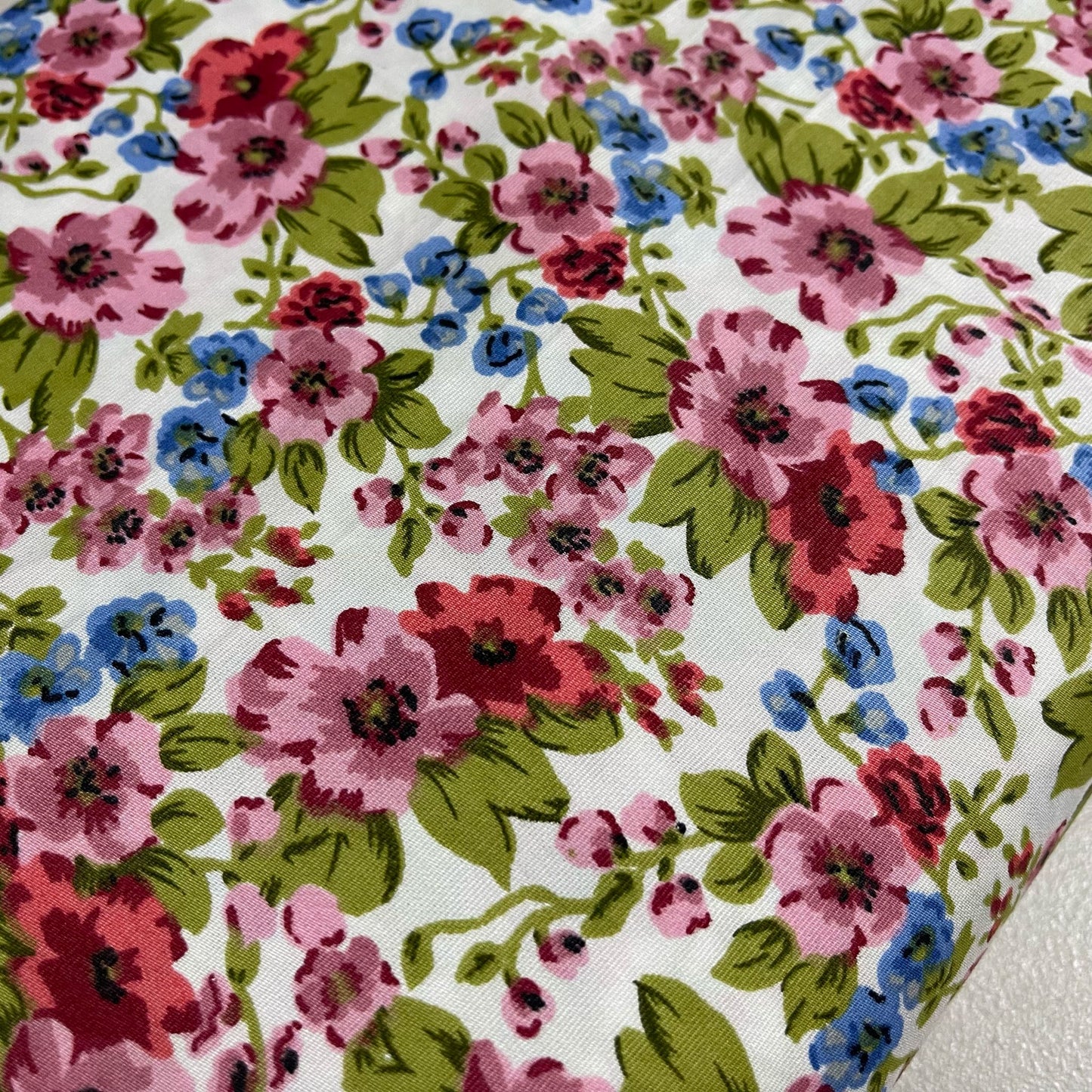 Multi Floral Blossom Cotton Poplin Fabric 58" Wide Dress Costume Craft Material by the Meter