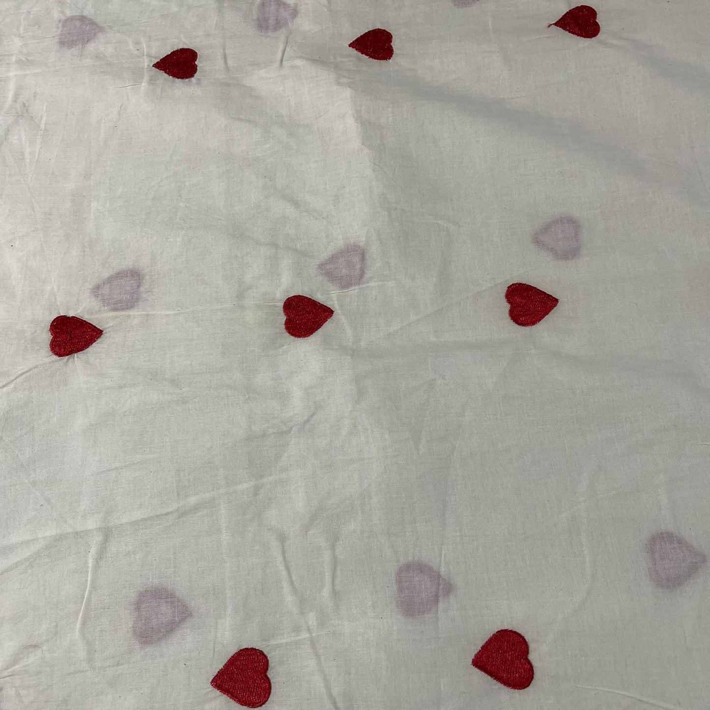 Red Hearts Embroidery Dyeable Cotton Embroidery Fabric Dress Craft Quilting Material 44" Wide By Meter