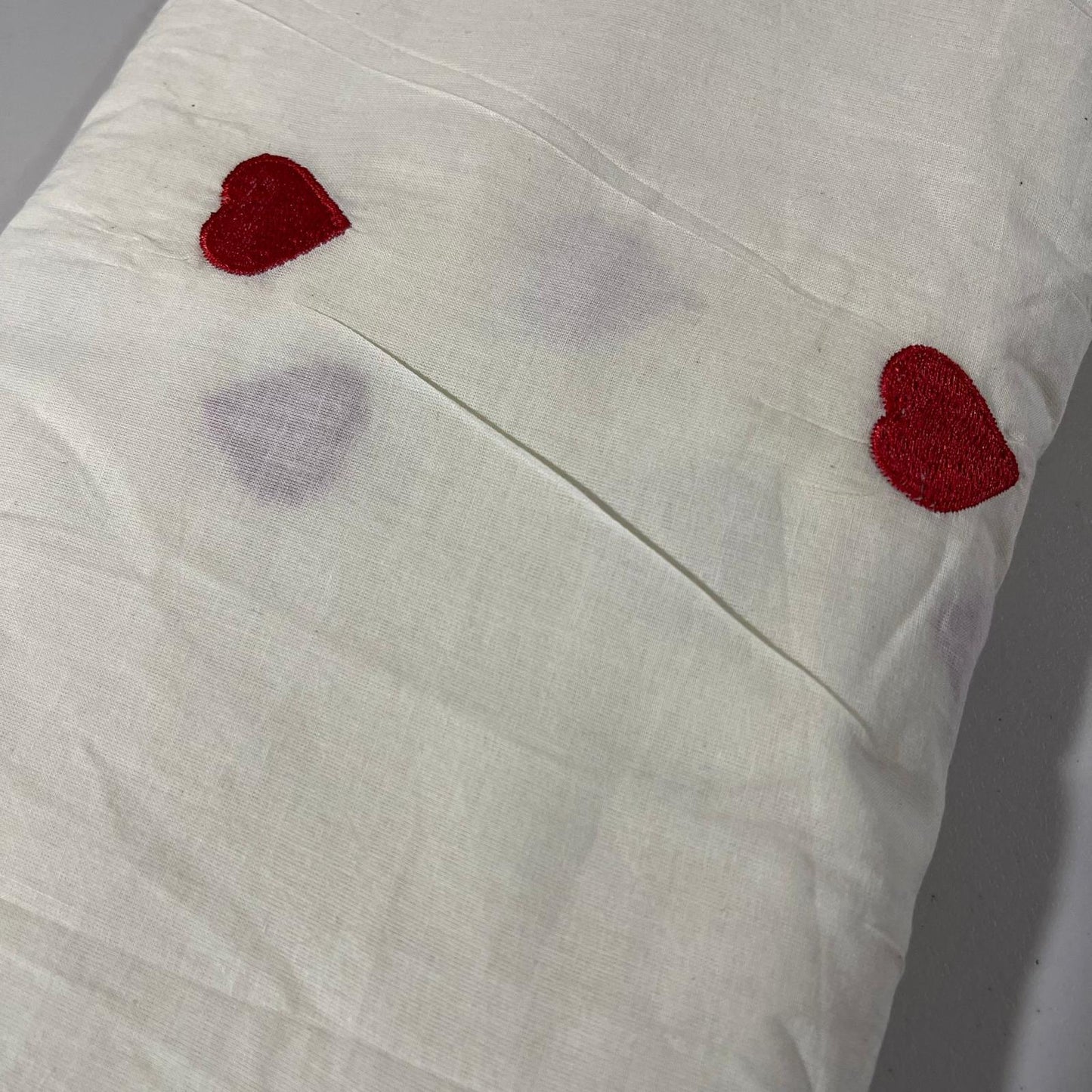 Red Hearts Embroidery Dyeable Cotton Embroidery Fabric Dress Craft Quilting Material 44" Wide By Meter