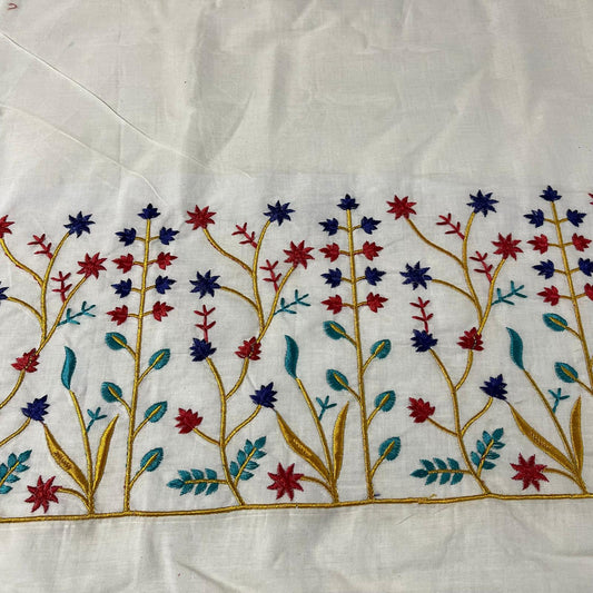 Multi Floral Embroidery Dyeable Cotton Embroidery Fabric Dress Craft Quilting Material 44" By Meter Wide