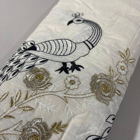 Peacock Dyeable Cotton Embroidery Fabric Dress Craft Quilting Material 44" Wide By Meter