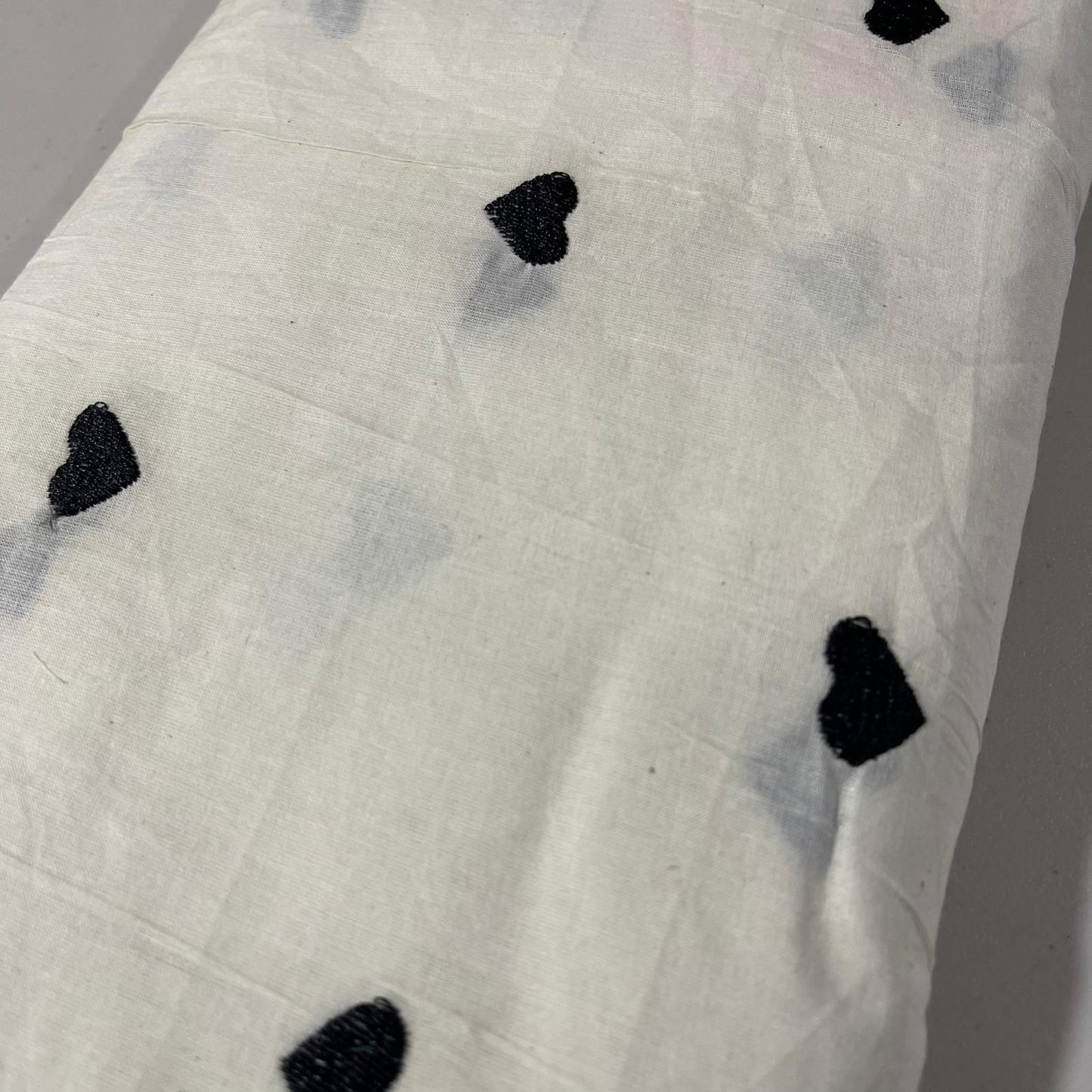 Hearts Embroidery Dyeable Cotton Embroidery Fabric Dress Craft Quilting Material 44" Wide By Meter