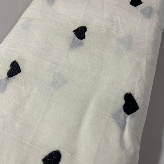 Hearts Embroidery Dyeable Cotton Embroidery Fabric Dress Craft Quilting Material 44" Wide By Meter