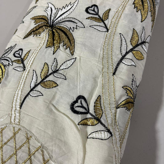 Tropical Trees Embroidery Dyeable Cotton Embroidery Fabric Dress Craft Quilting Material 44" Wide By Meter