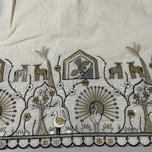 Wild Harmony Floral Embroidery Dyeable Cotton Embroidery Fabric Dress Craft Quilting Material 44" Wide By Meter