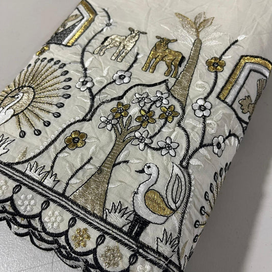 Wild Harmony Floral Embroidery Dyeable Cotton Embroidery Fabric Dress Craft Quilting Material 44" Wide By Meter