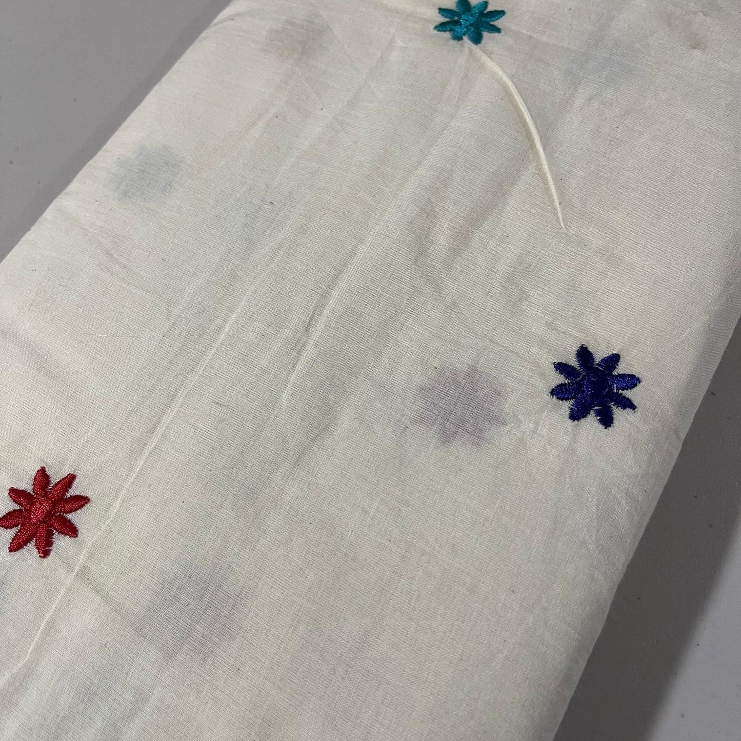 Multi Floral Embroidery Dyeable Cotton Embroidery Fabric Dress Craft Quilting Material 44" By Meter Wide