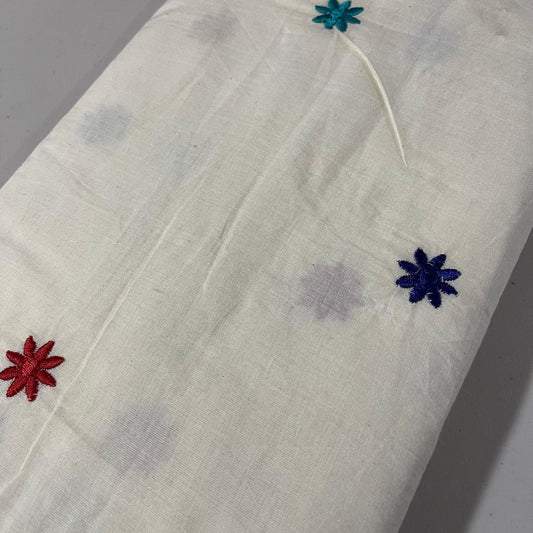 Multi Floral Embroidery Dyeable Cotton Embroidery Fabric Dress Craft Quilting Material 44" By Meter Wide