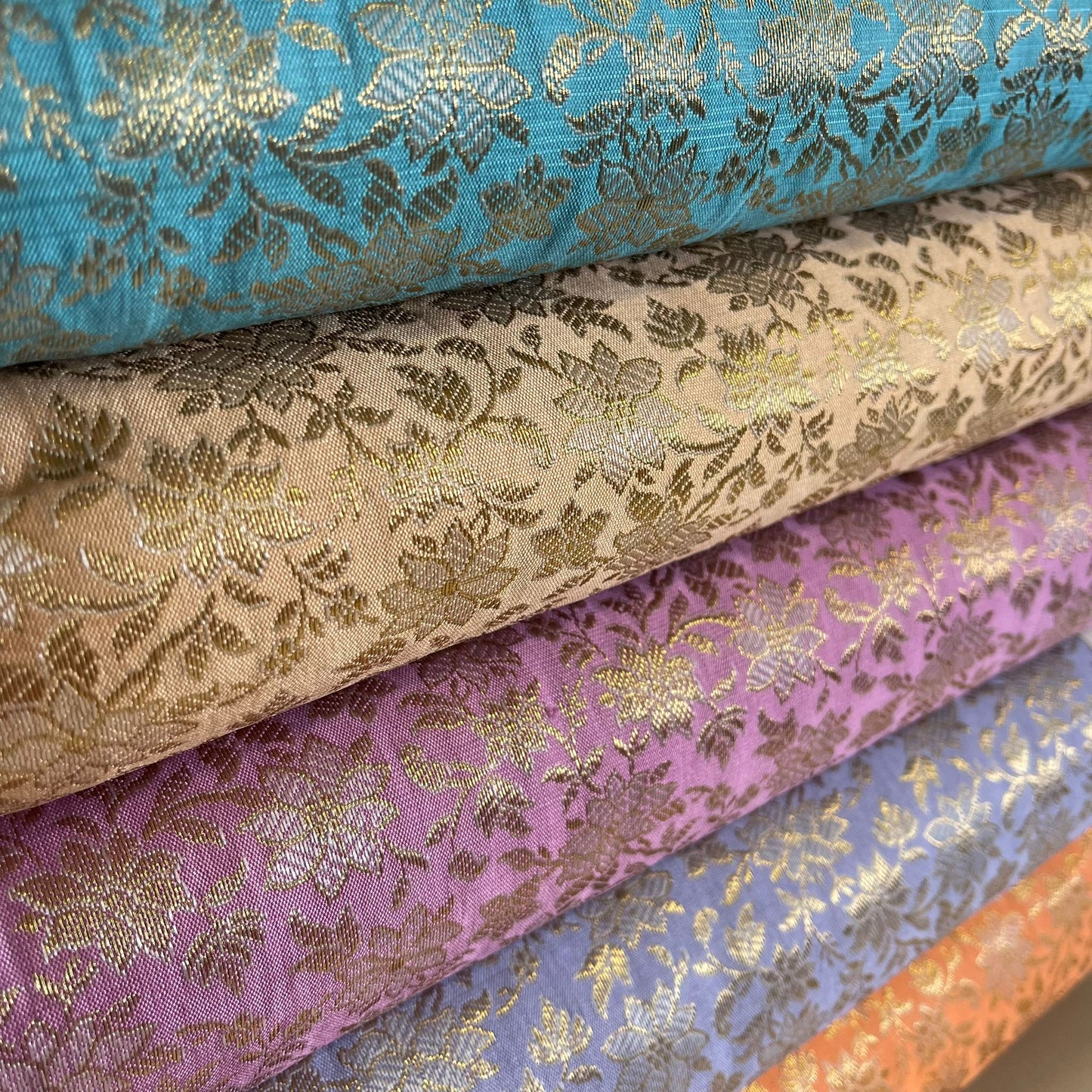 Metallic Floral Brocade Fabric Dress Craft Costume Material By Meter 44" Wide By The Meter