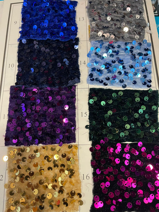 Sequin Velvet Embroidery Stretch Material Velour Craft Drape Dress Fabric 58" Wide By The Meter