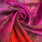 Floral Hot Pink / Red Multi Tone Polyester Raw Silk Material Dress Craft Quilting Fabric 44" Wide By The Meter