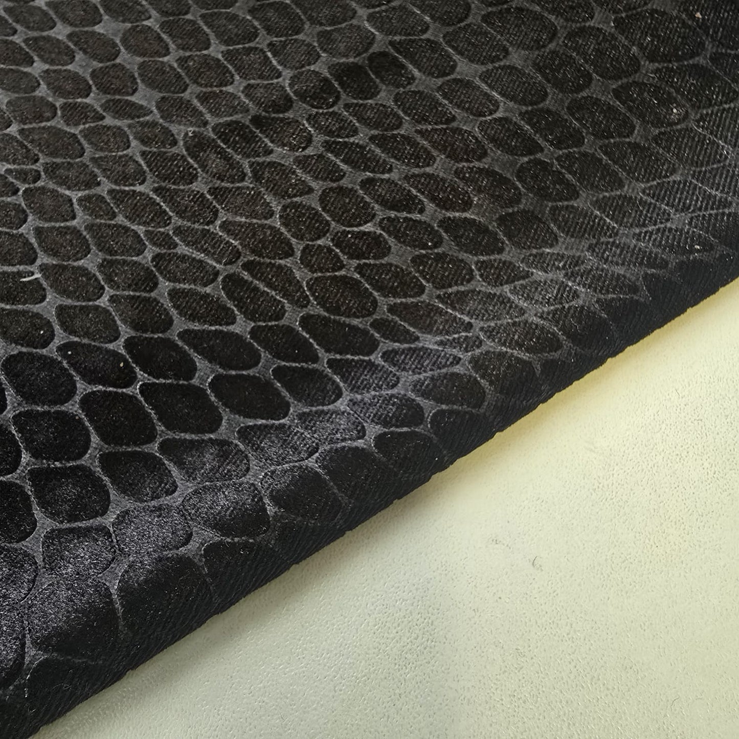 Black Croc Skin Embossed Velvet Material Dress Craft Cushion Fabric Meter 58" GN