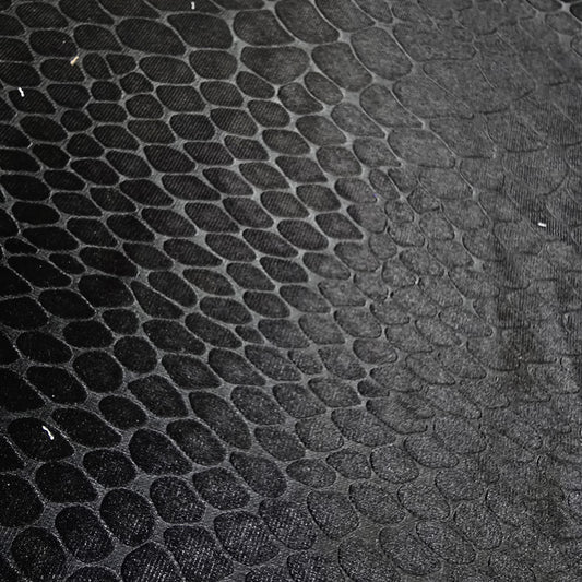 Black Croc Skin Embossed Velvet Material Dress Craft Cushion Fabric Meter 58" GN