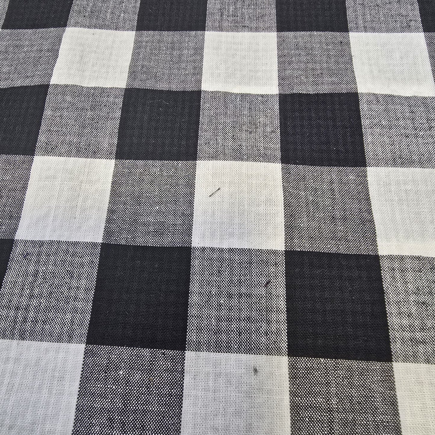 Black White Polycotton Fabric 1" Gingham Check Dress Craft Uniform Material 58" By The Meter GN