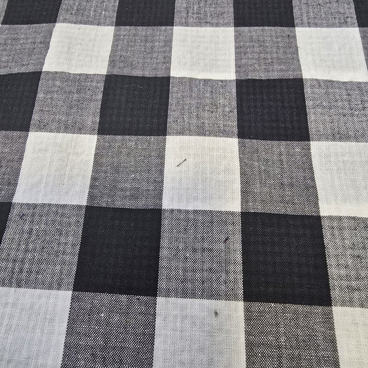 Black White Polycotton Fabric 1" Gingham Check Dress Craft Uniform Material 58" By The Meter GN