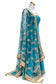 Turqouise Faux Silk Long Floor Length Anarkali Suit with Hand Embroidered Dupatta & Lycra Leggings – Size 38 | Indian Pakistani Party Wear UK