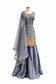 Grey Silk Sharara Suit with Hand Embroidered Dupatta – Designer Festive & Wedding Wear | Size 38