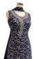 Navy Blue Hand Embroidered Suit with Georgette Sharara & Dupatta – Designer Wedding Wear | Size 38