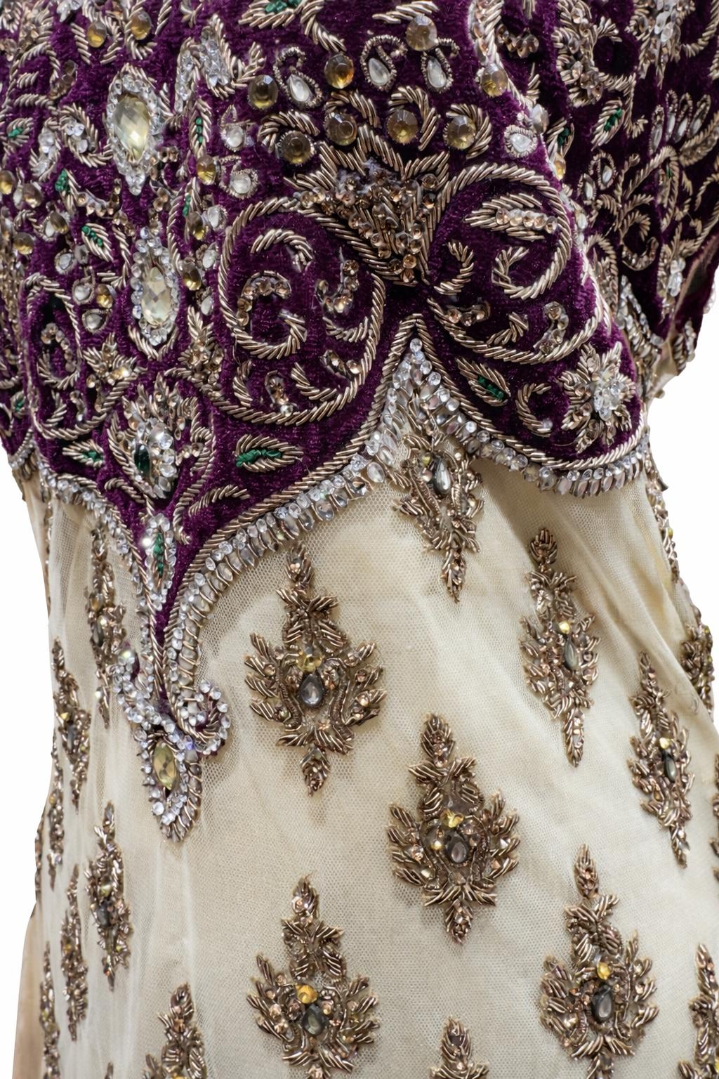 Cream & Purple Hand Embroidered Suit with Designer Dupatta – Wedding & Festive Wear | Size 38