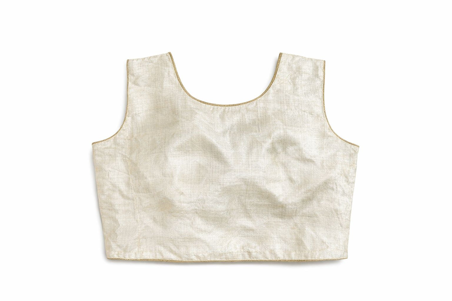 Ivory Hand Embroidered Designer Blouse with Gold & Blue Detailing – Bridal & Saree Wear | Size 38