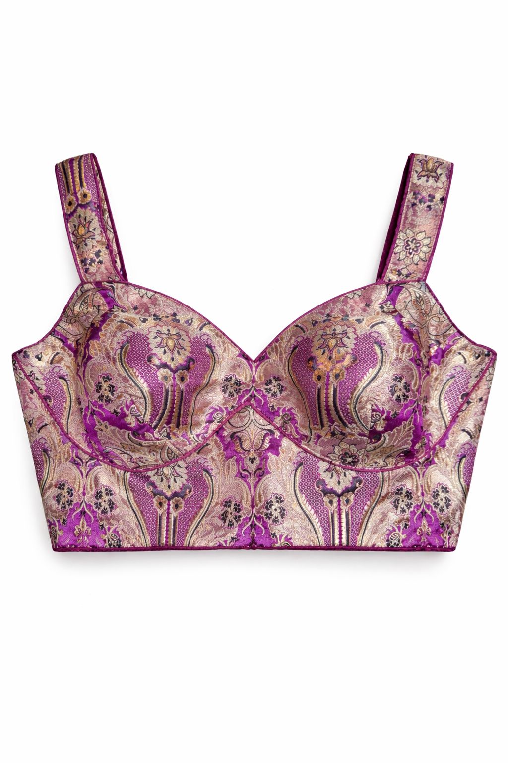 Magenta Brocade Designer Blouse – Silk Lehenga & Saree Blouse | Size 38