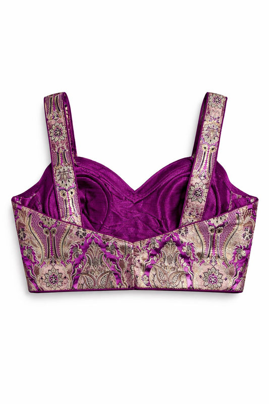 Magenta Brocade Designer Blouse – Silk Lehenga & Saree Blouse | Size 38