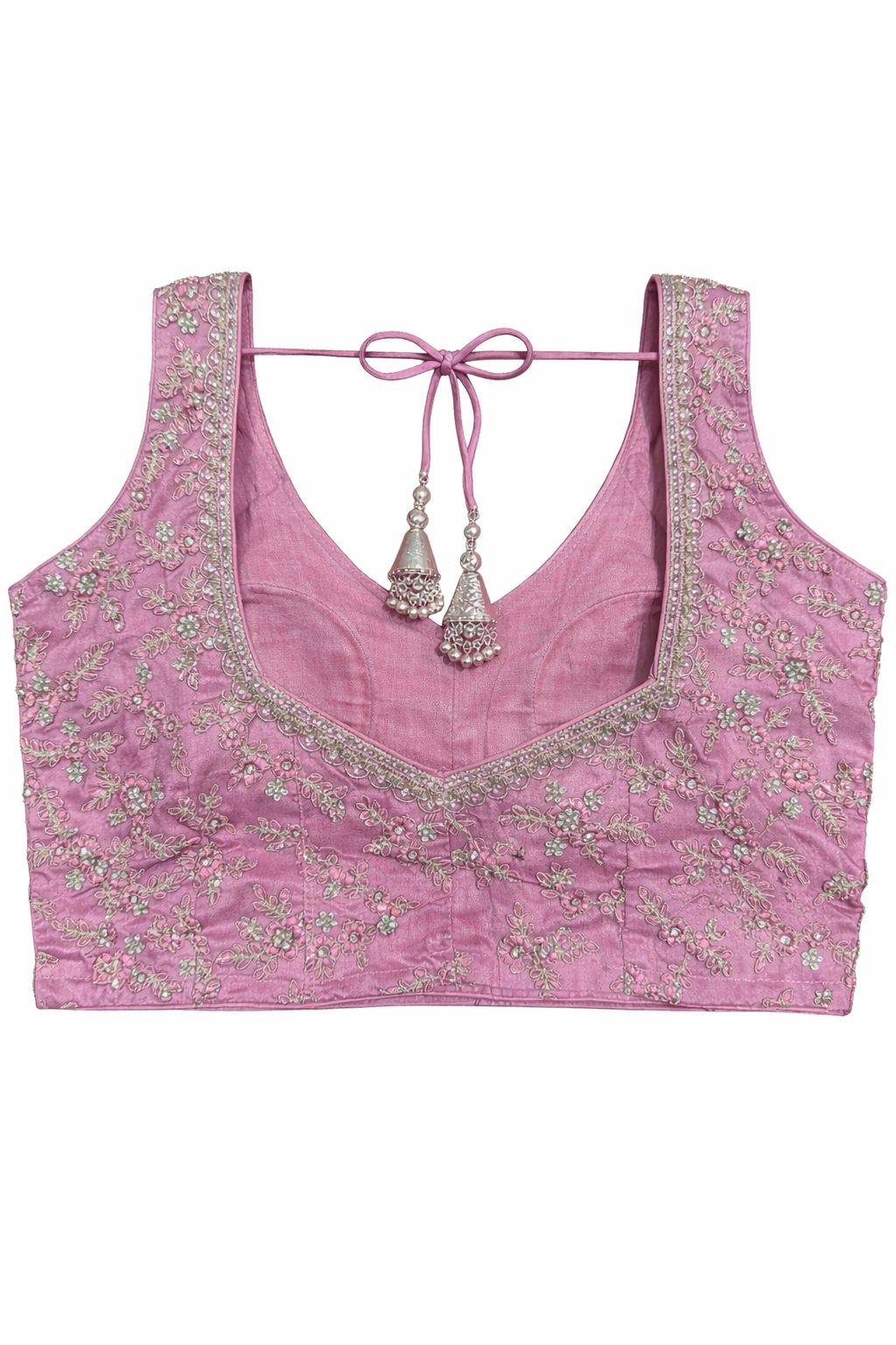 Rose Pink Embroidered Designer Blouse – Bridal & Festive Wear | Size 38