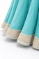 Turquoise Blue Anarkali Gown with Floral Embroidered Dupatta – Festive & Wedding Wear | Size 36