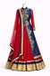 Red & Navy Blue Anarkali Gown with Embroidered Jacket & Dupatta – Festive & Wedding Wear | Size 38