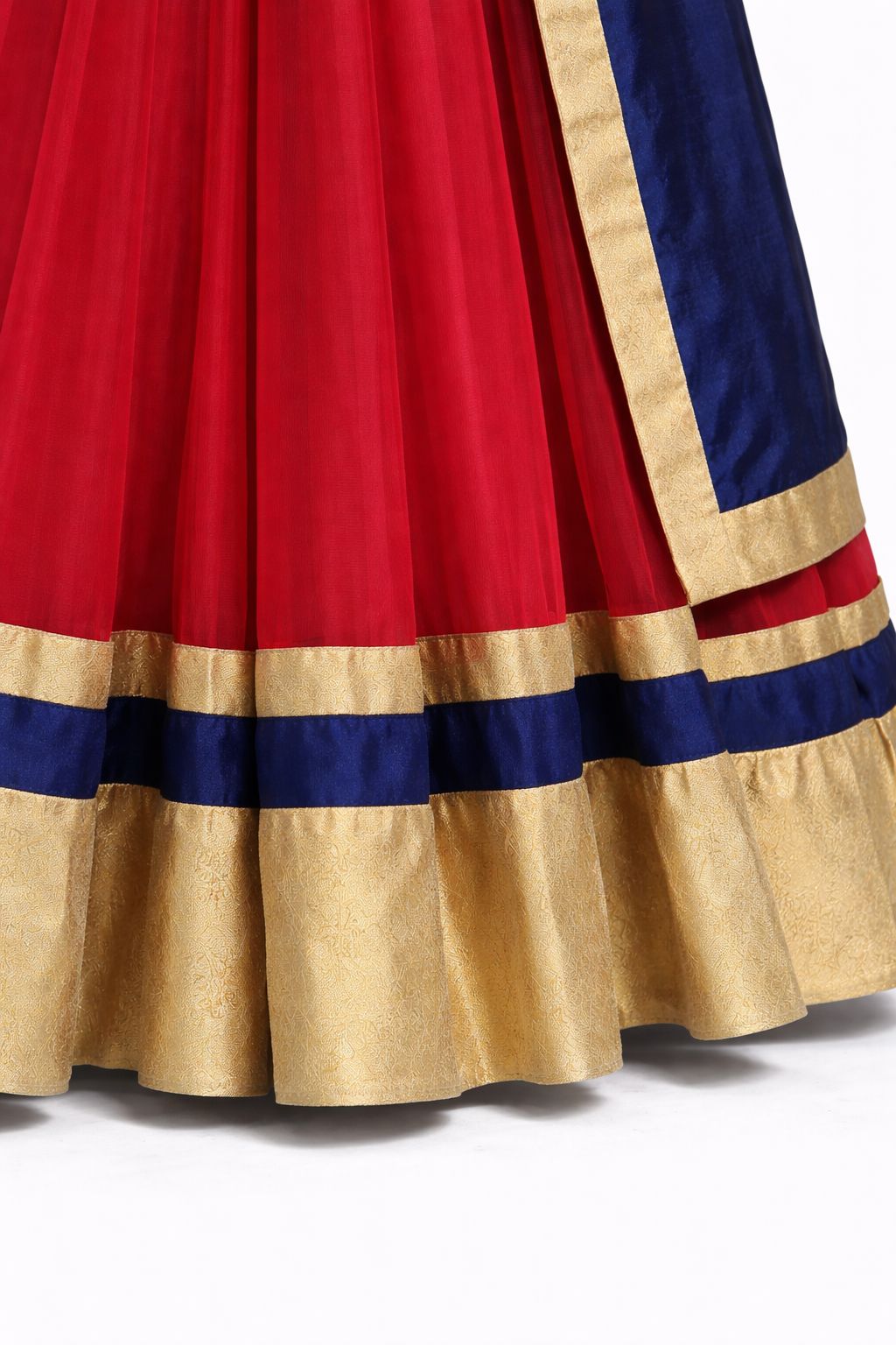 Red & Navy Blue Anarkali Gown with Embroidered Jacket & Dupatta – Festive & Wedding Wear | Size 38