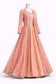 Peach Floral Embroidered Anarkali Gown with Long Jacket – Hand Embroidered Festive Wear | Size 38