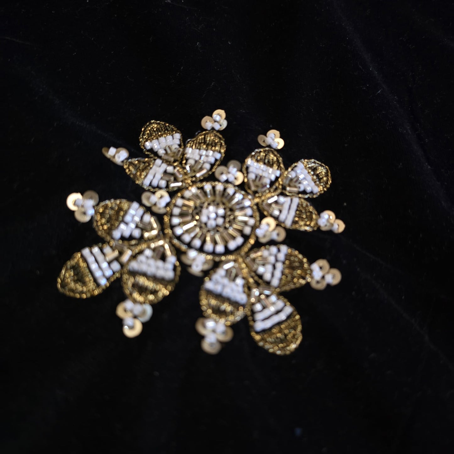 Black Velvet Fabric Hand Embroidered Gold Paisley – Luxury Indian Bridal Dress Material 44" by Meter