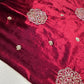 Maroon Velvet Fabric Hand Embroidered Gold Paisley – Luxury Indian Bridal Dress Material 44" by Meter