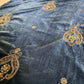 Duck Egg Velvet Fabric Hand Embroidered Gold Paisley – Luxury Indian Bridal Dress Material 44" by Meter