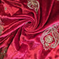 Red Velvet Fabric Hand Embroidered Gold Paisley – Luxury Indian Bridal Dress Material 44" by Meter (Copy)